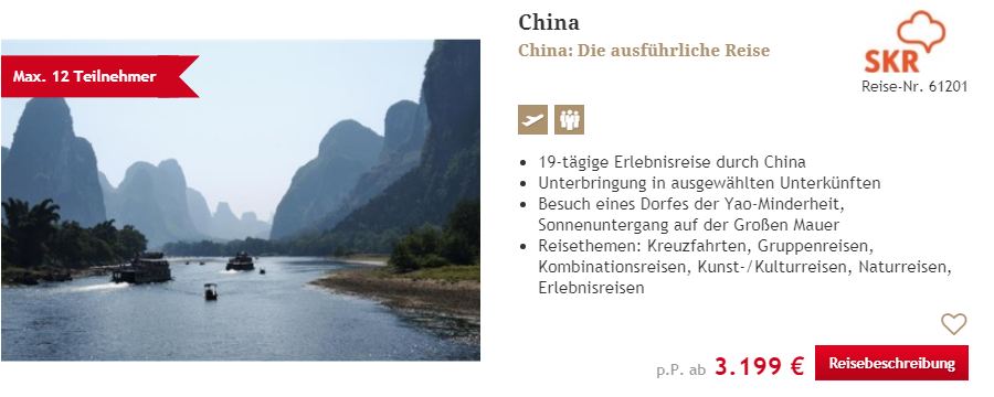 19 Tage China-Reise mit Peking, Shanghai, Groe Mauer - Reisezeitraum 2024/2025 - Buchbar ab  3.199.- / pro Person - Im Reisepreis enthalten sind ausgesuchte 3 bis 4 Sterne Hotels inklusive Flug ab Frankfurt, Dsseldorf, Bonn, Kln, Mnchen, Berlin. Hamburg, Wien und Zrich