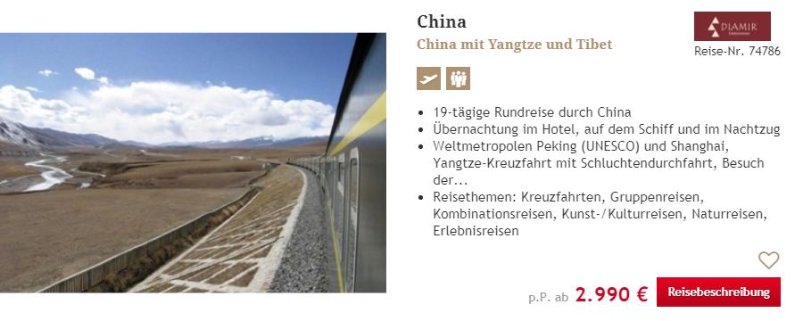 19 Tage China-Reise mit Peking, Shanghai, Yangtze Schluchtendurchfahrt und Tibet - Reisezeitraum 2023/2024 - Buchbar ab  2.990.- / pro Person - Im Reisepreis enthalten sind ausgesuchte 3 bis 4 Sterne Hotels inklusive Flug ab Amsterdam, Frankfurt, Mnchen, Berlin. Hamburg, Wien und Zrich