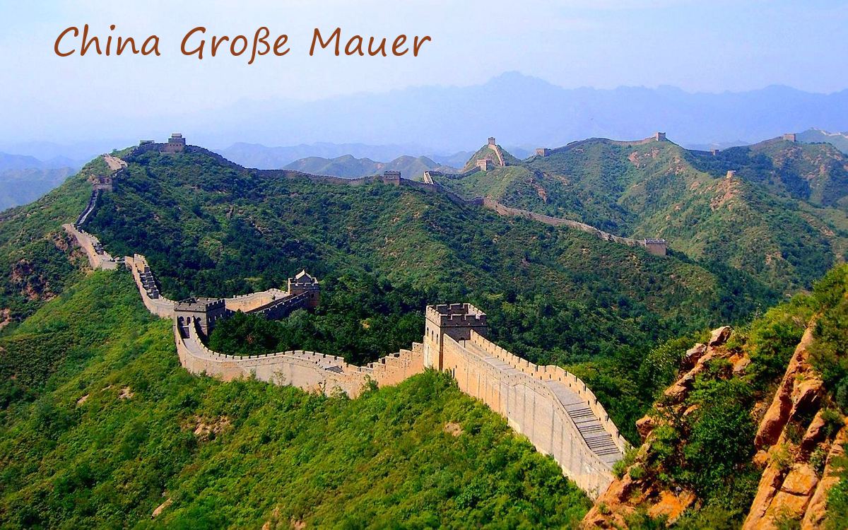 Chinesische Mauer - Great wall of China - Erleben Sie die eindrucksvolle Chinesische Mauer, die sich mit einer Lnge von 6.000 Kilometern vom Gelben Meer bis zur Wste Gobi erstreckt. 