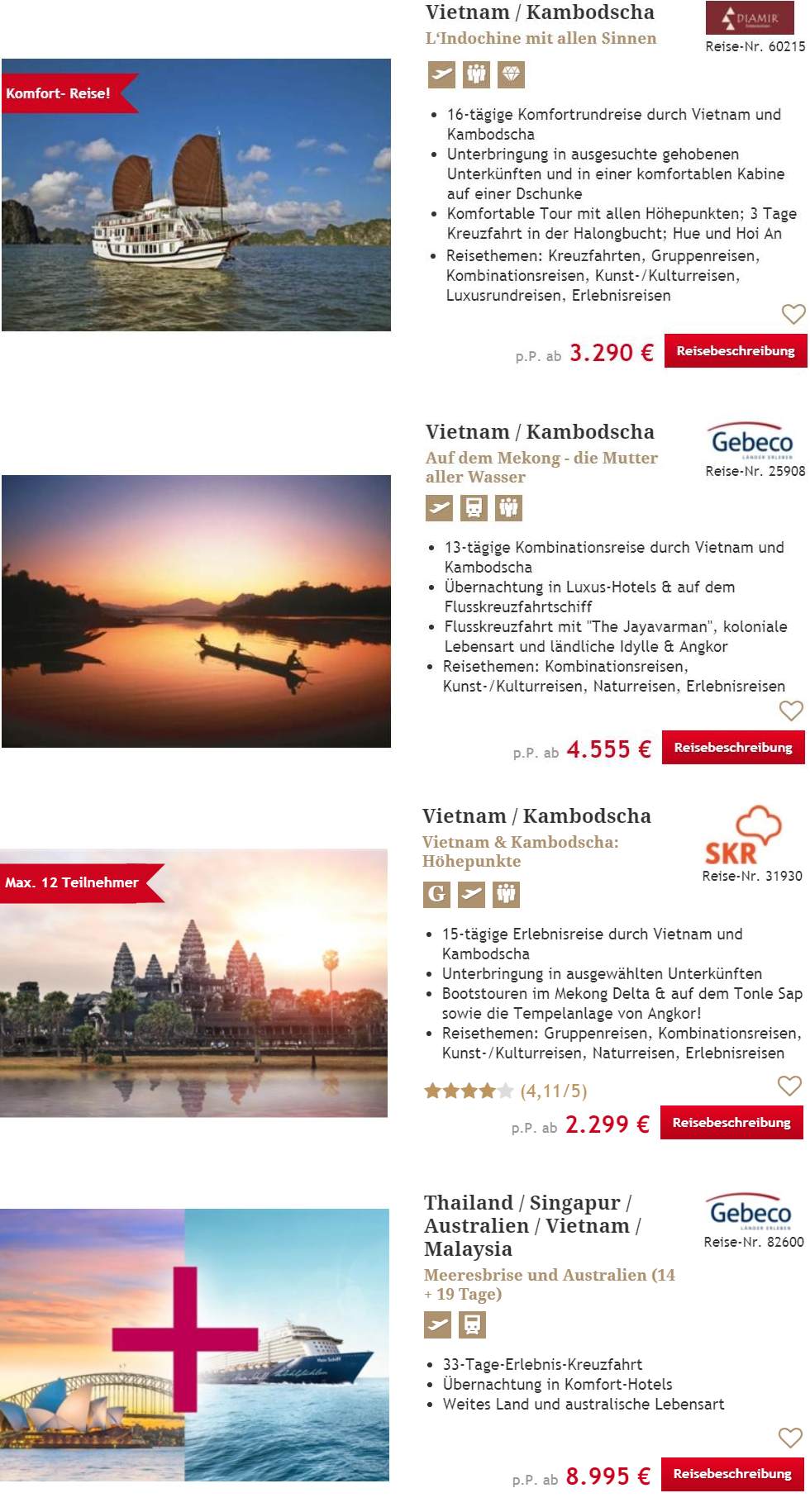Urlaub Vietnam Reiseangebote mit Laos und Kambodscha kombiniert
