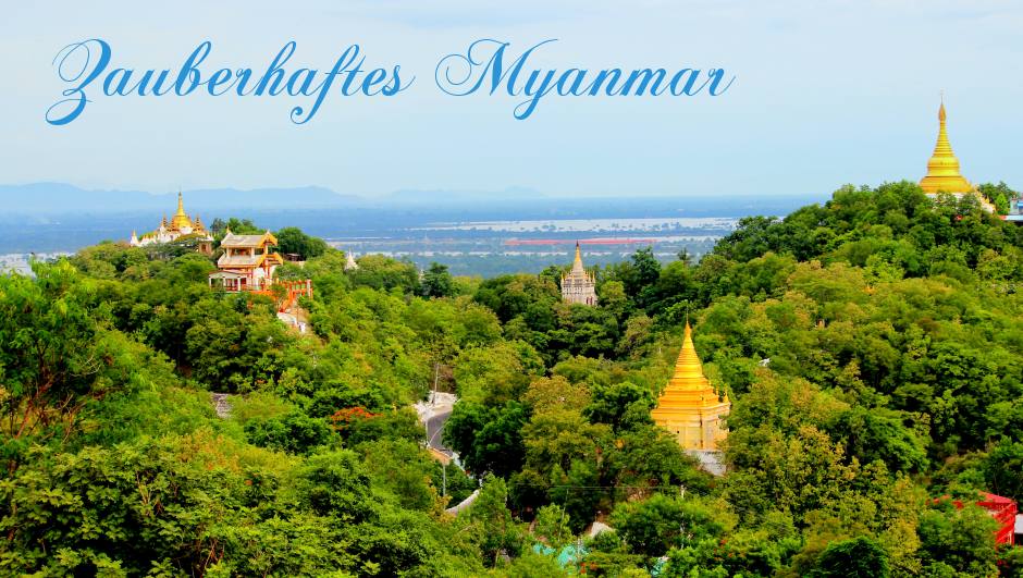 Foto: Touristenattraktion Bangan Pagoden mit Blick zum Ayeyarwaddy Fluss