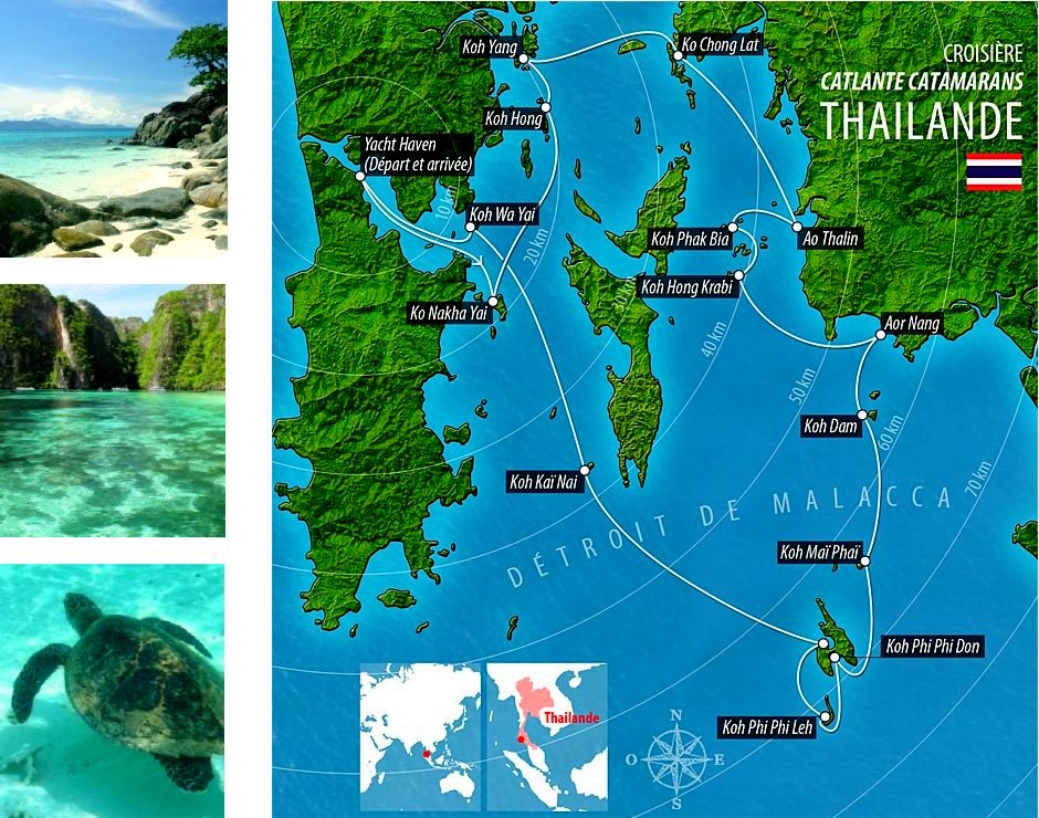 Foto: Travel Map / Reisekarte Thailand Katamaran Segeltörn