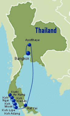 Thailand Reisekarte Inselhopping Südthailand
