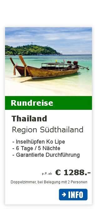Thailand Rundreise 4  ( Thailand Inselhüpfen Krabi ) 