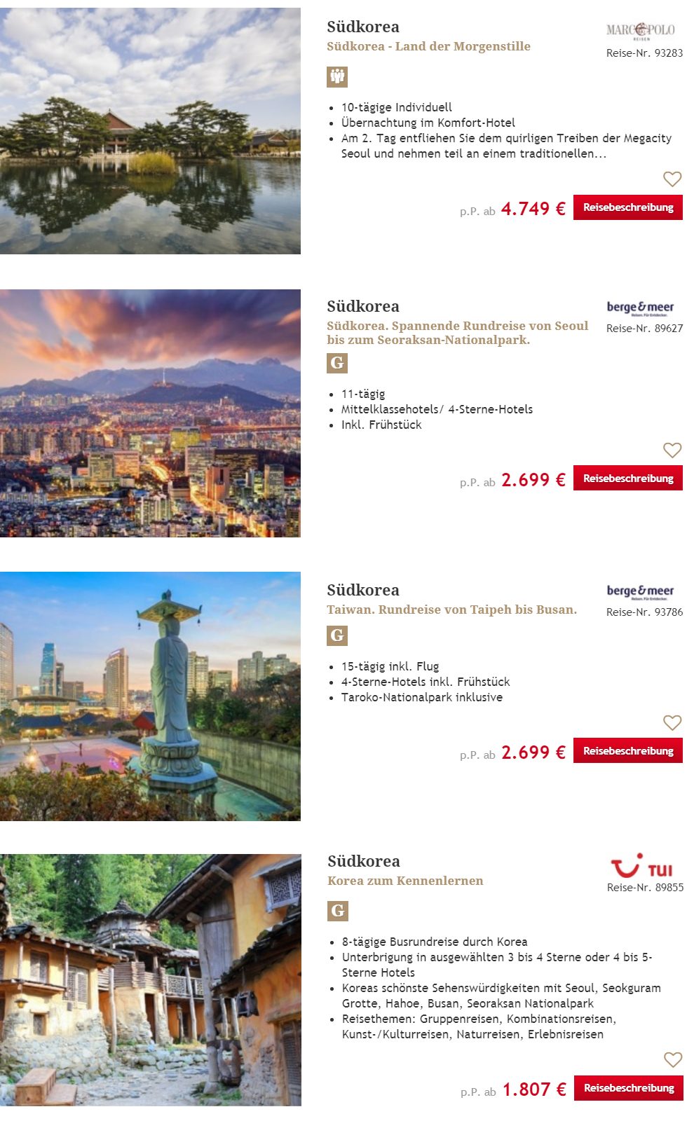 21 Reiseangebote fr Sdkorea Rundreisen