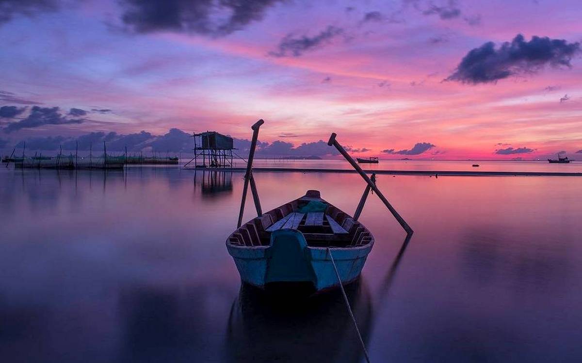Bild : Vietnam - Abendstimmung im Mekong Delta