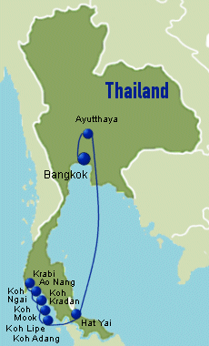 Thailand Reisekarte Inselhopping Sdthailand