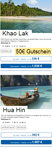 urlaub.de 50.-  Reisegutschein