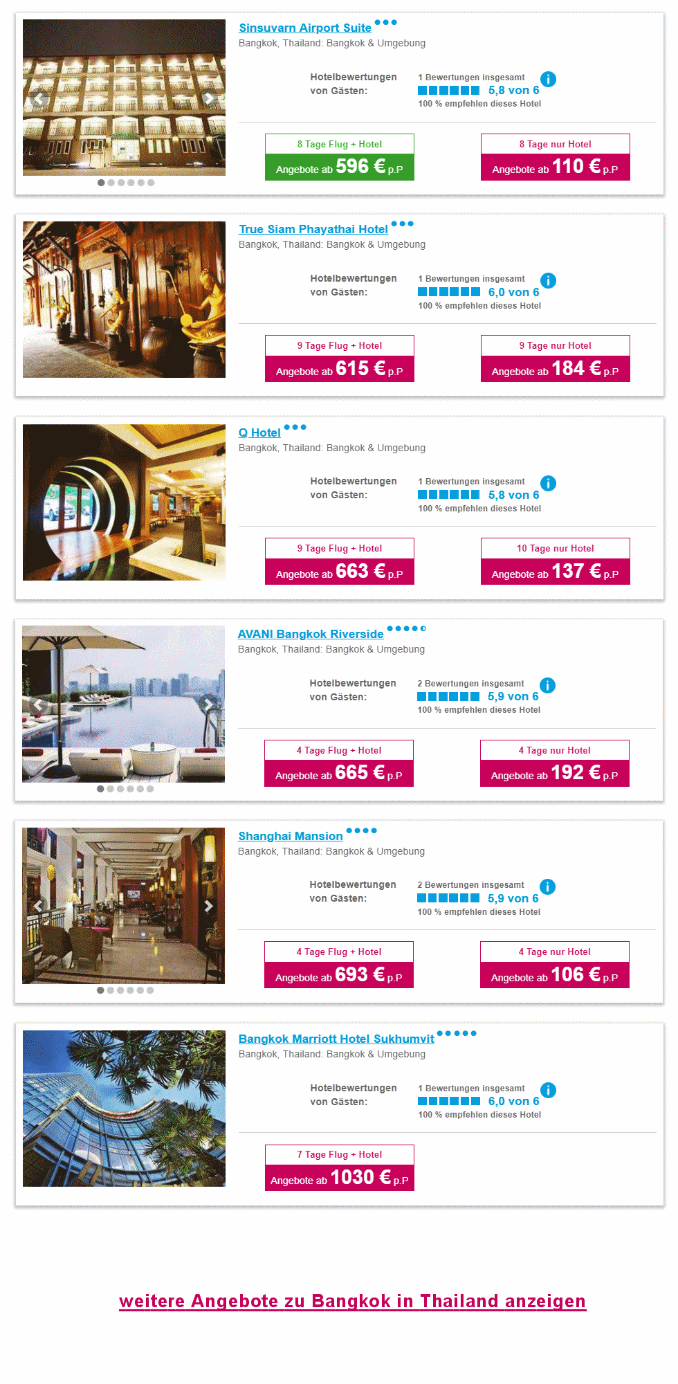 Angebotsliste Bangkok Reisen 2024 / 2025 (Flug und Hotel) ab Frankfurt, Dsseldorf, Berlin und Mnchen